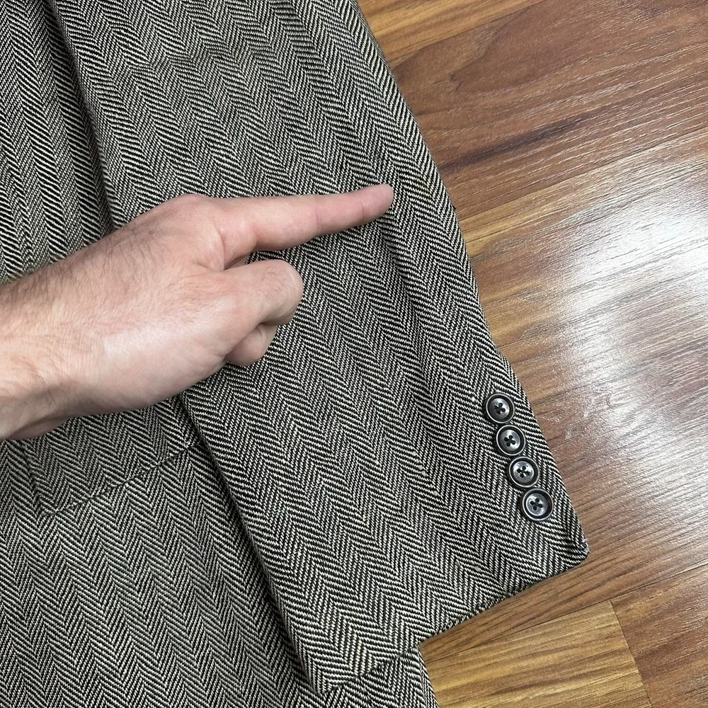 J Crew Ludlow Sport Coat Blazer Mens 40R Brown 100% Linen Herringbone Twill